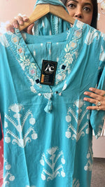 Smart cotton V neck real mirror full suit set in blue