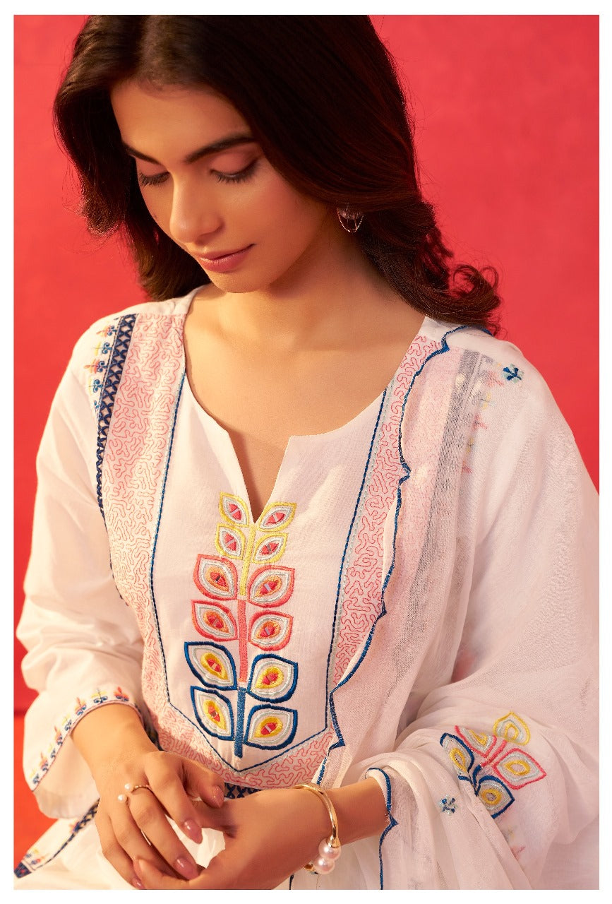 Premium Mul cotton lining embroidered suit set