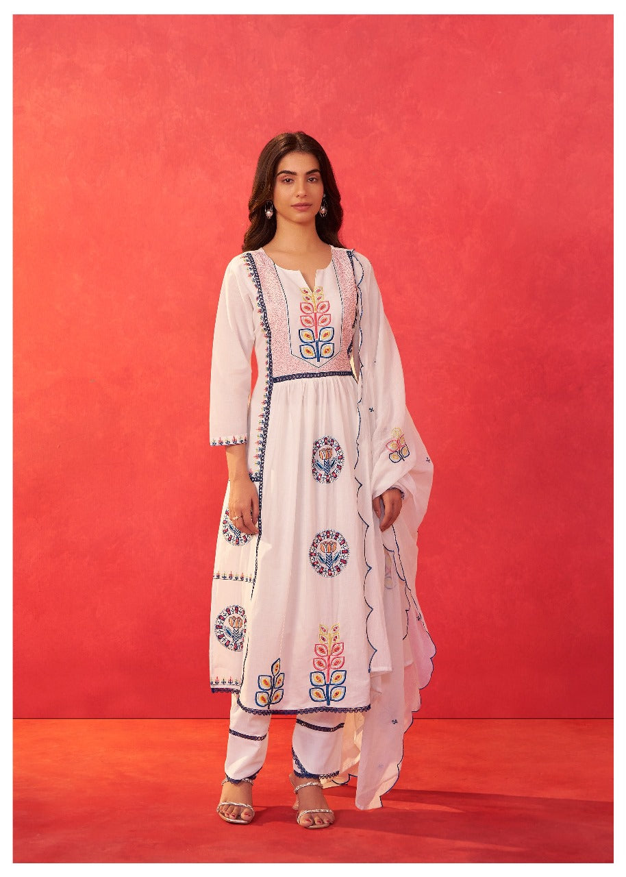 Premium Mul cotton lining embroidered suit set