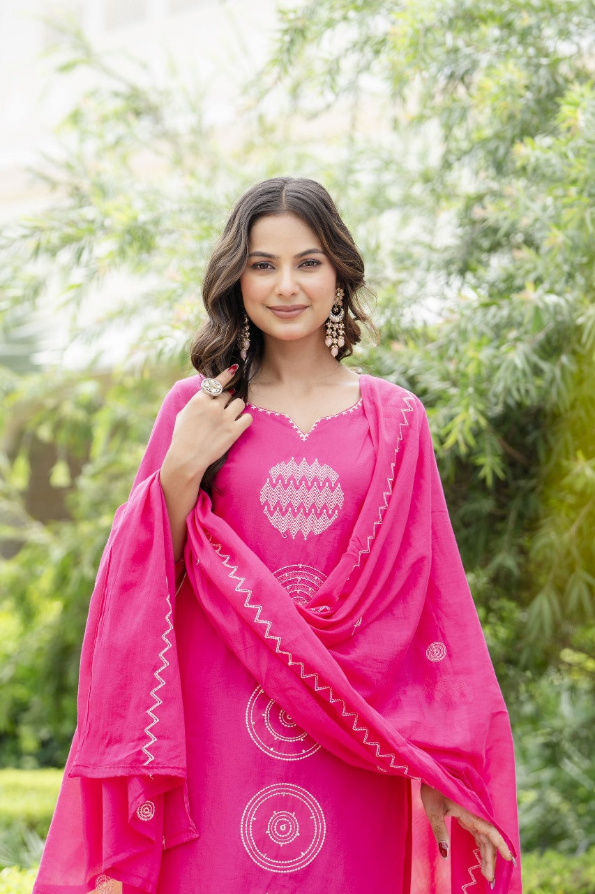 Pure cotton fully embroidered suit set