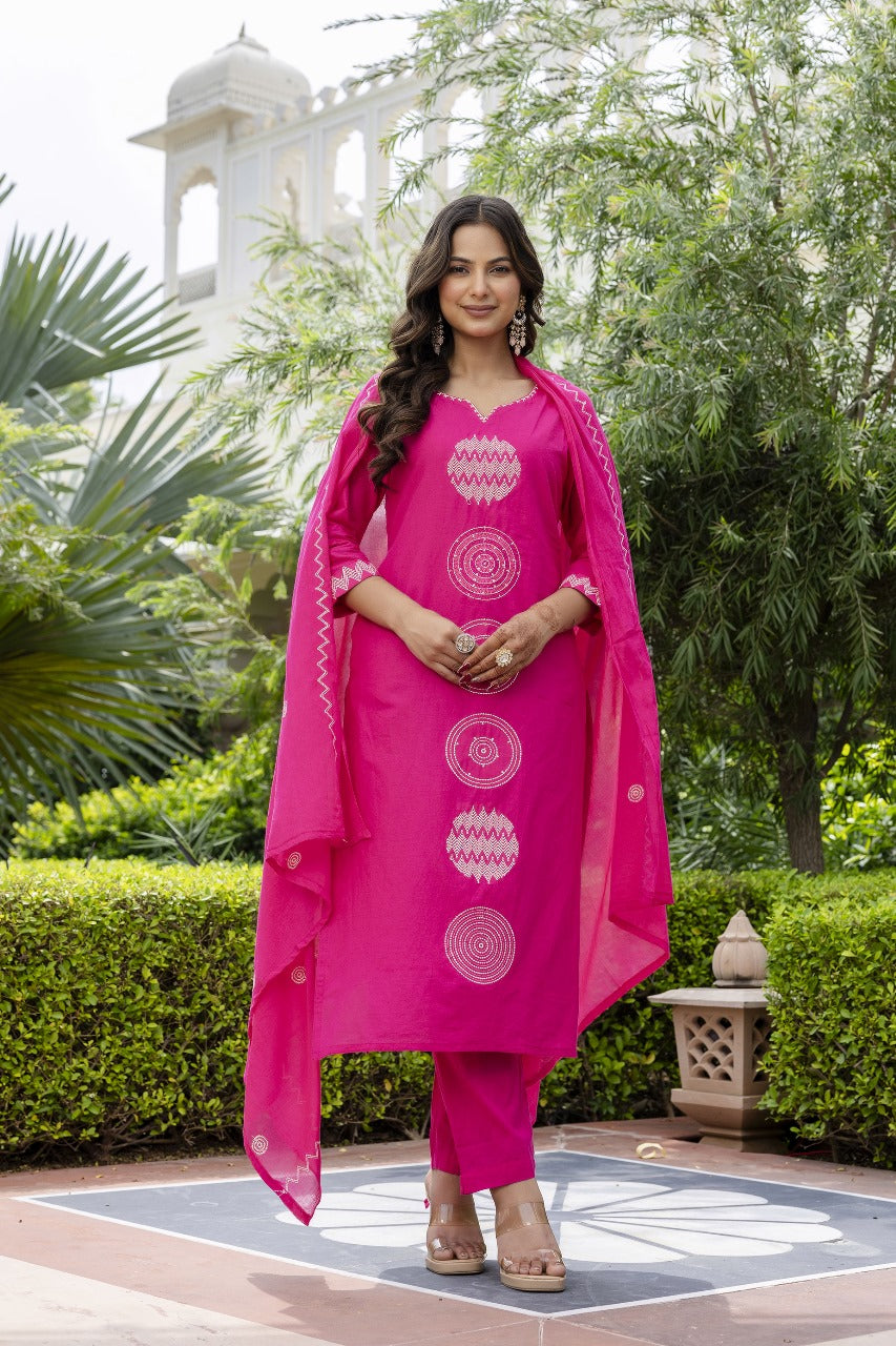 Pure cotton fully embroidered suit set