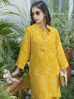 Wow stylish premium pure crepe co ord set in yellow