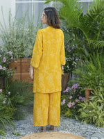 Wow stylish premium pure crepe co ord set in yellow