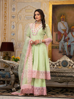 Premium georgette designer lining suit set in green