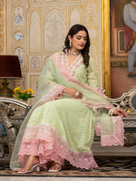 Premium georgette designer lining suit set in green