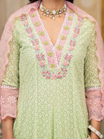 Premium georgette designer lining suit set in green