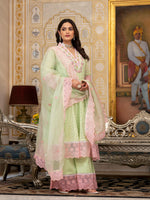 Premium georgette designer lining suit set in green