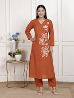 Fully embroidered V neck kurta pant
