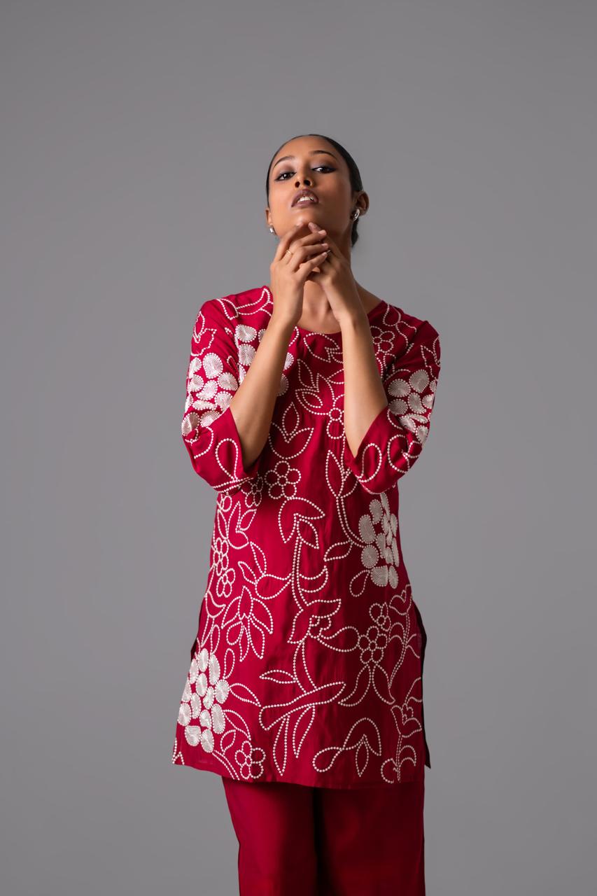 Muslin embroidered co ord set