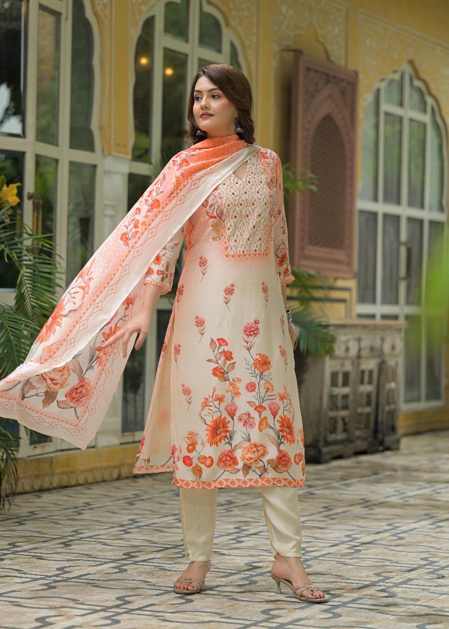 Premium pure crepe lining full suit set