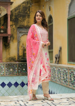 Premium pure crepe lining full suit set in pink