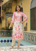 Premium pure crepe lining full suit set in pink