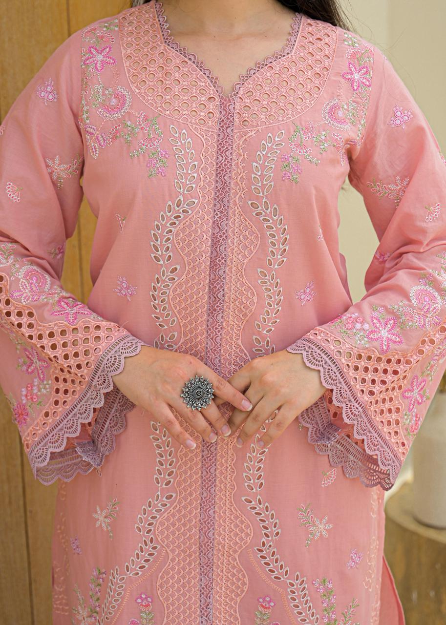 Pure cotton Shifli suit set in pink