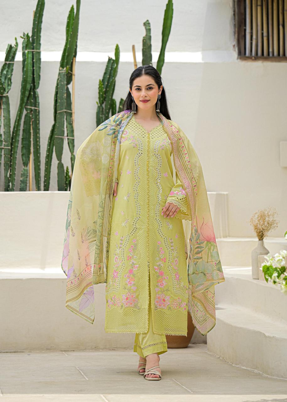 Pure cotton Shifli co ord set in green