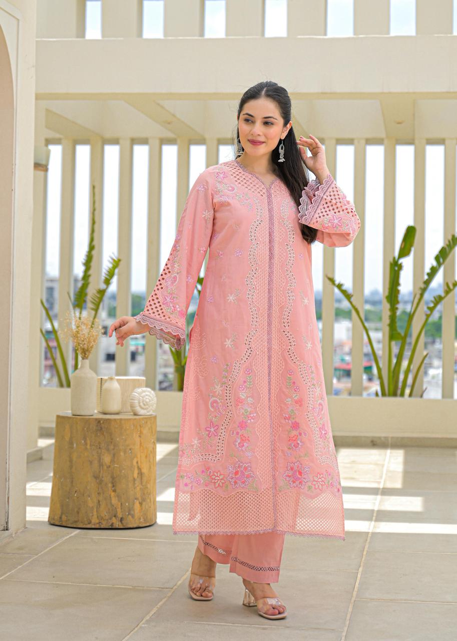 Pure cotton Shifli suit set in pink