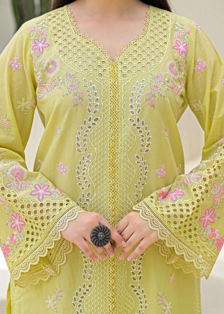 Pure cotton Shifli co ord set in green