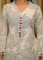 Pretty cotton Farsi salwar suit set with Pom Pom lace detailing suit set