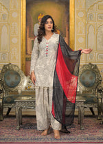 Pretty cotton Farsi salwar suit set with Pom Pom lace detailing suit set