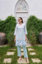 Smart appliqué Shifli co ord set in blue