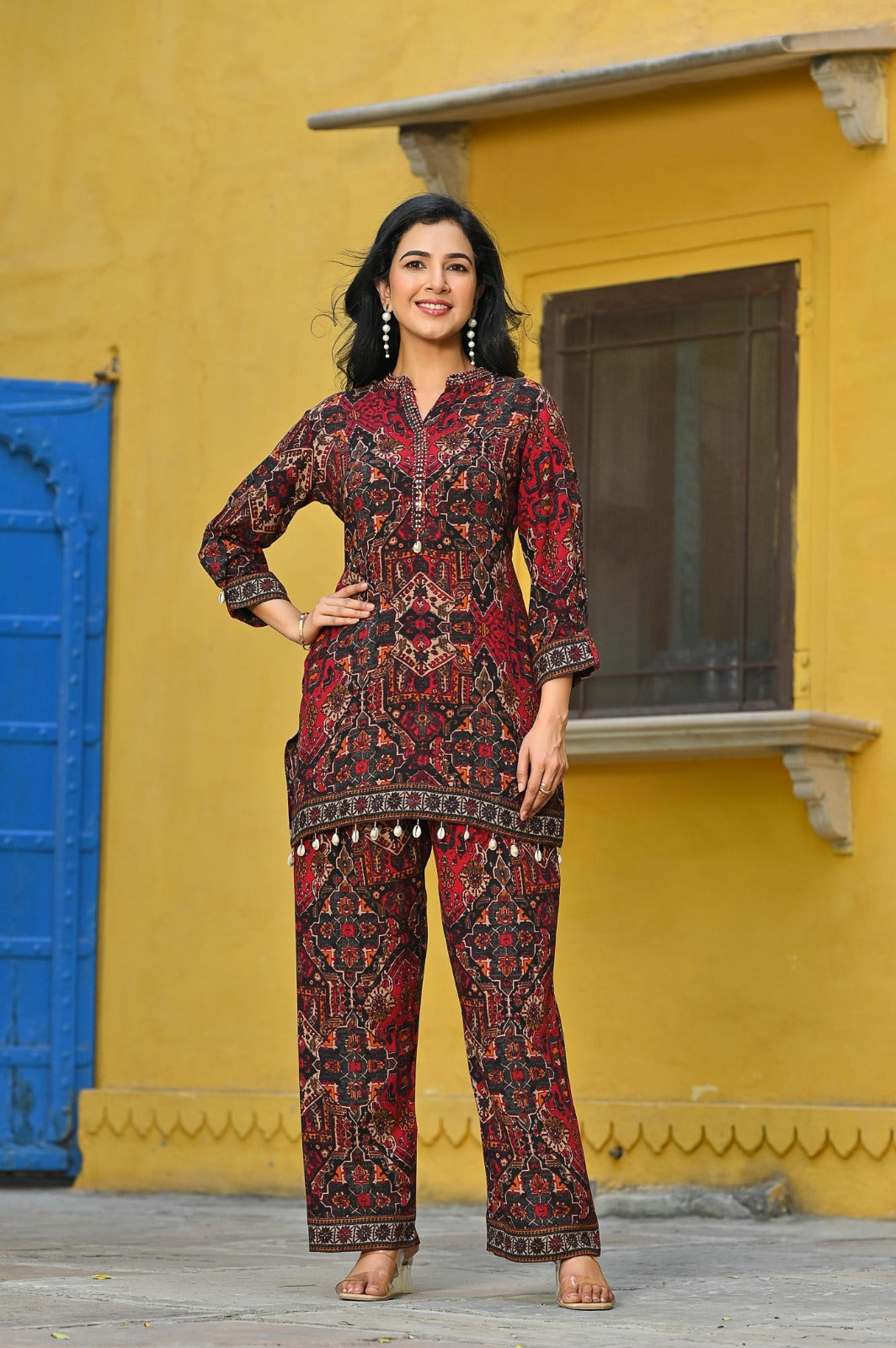 Smart heavy rayon embellished co ord set