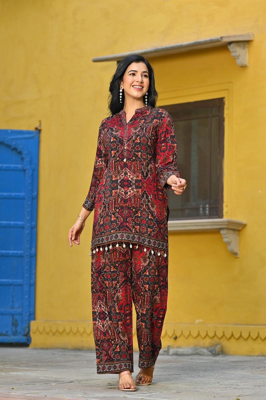 Smart heavy rayon embellished co ord set