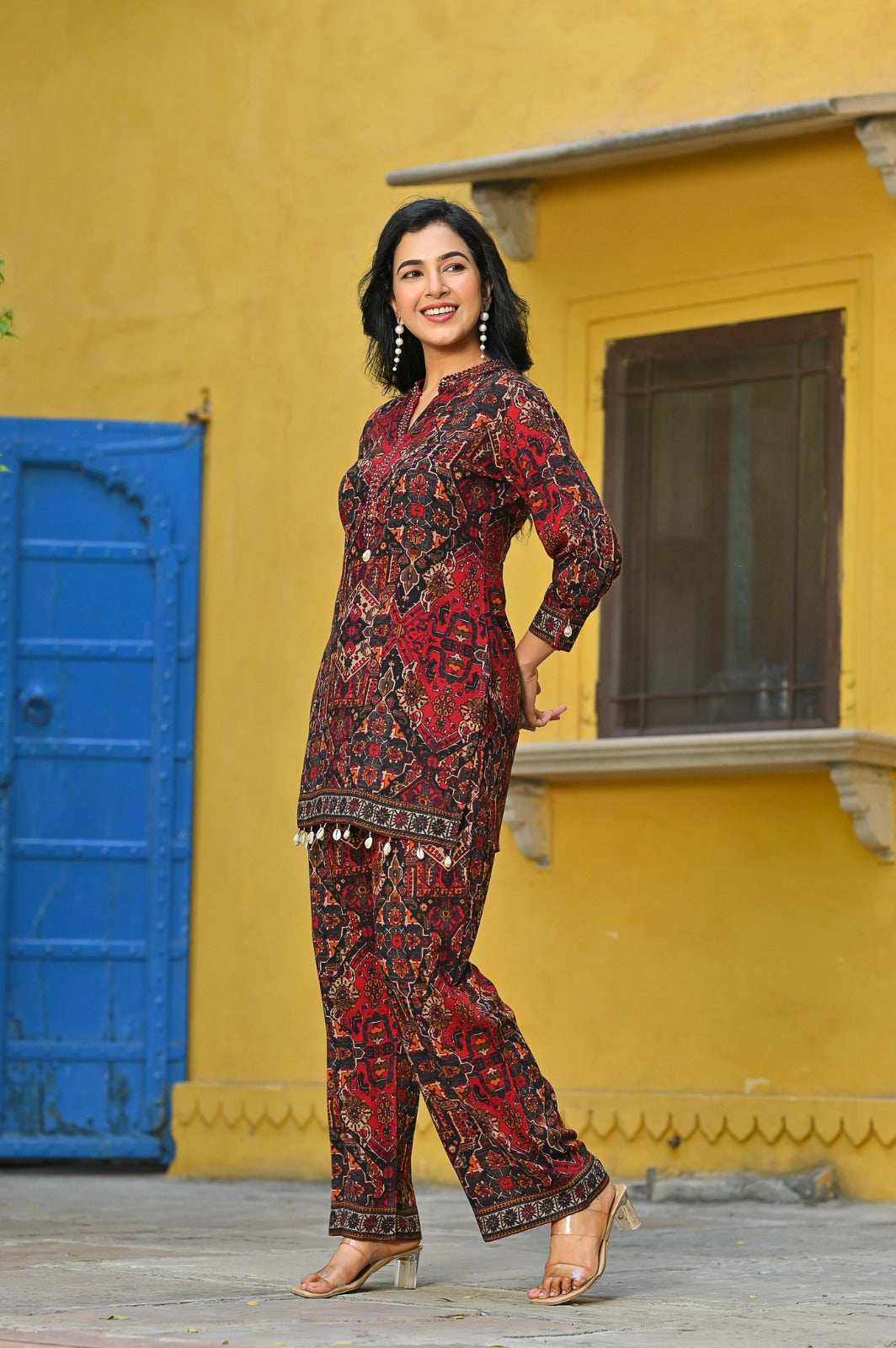 Smart heavy rayon embellished co ord set