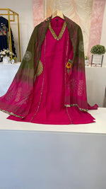 Designer pocket Mul Chanderi suit set in pink