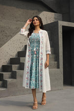 Pure cotton sleeveless dress paired with Shifli shrug
