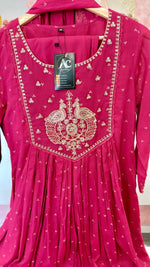 Mul cotton Zari embroidered full suit in pink