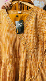 Wow Angrakha cotton full suit set in yellow