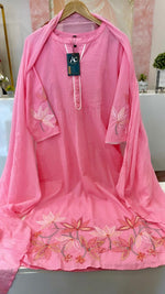 Premium cotton with embroidered sleeves and hem part