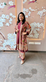 Super smart sleeveless cotton kurta paired with palazzo and a jacket ! Premium article