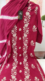Pure cotton embroidered suit set paired with Lehariya dupatta in pink