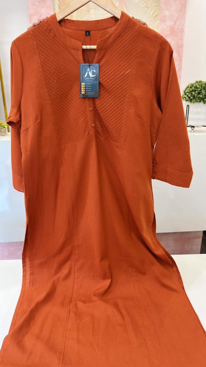 Pretty rust cotton kurta