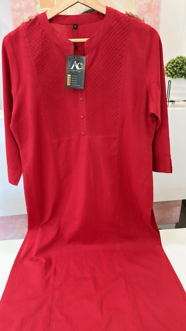 Pretty red cotton kurta