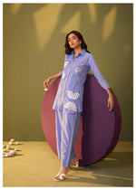 Pretty cotton appliqué work co ord set in purple