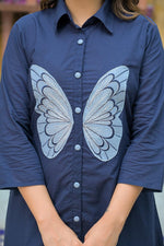 Appliqué work blue cotton co ord set