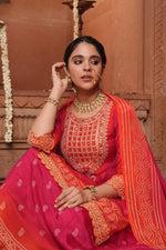 Pure chinon bandhani skirt, kurta dupatta in ombré