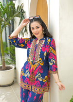 Pure crepe Ikkat co ord set !!