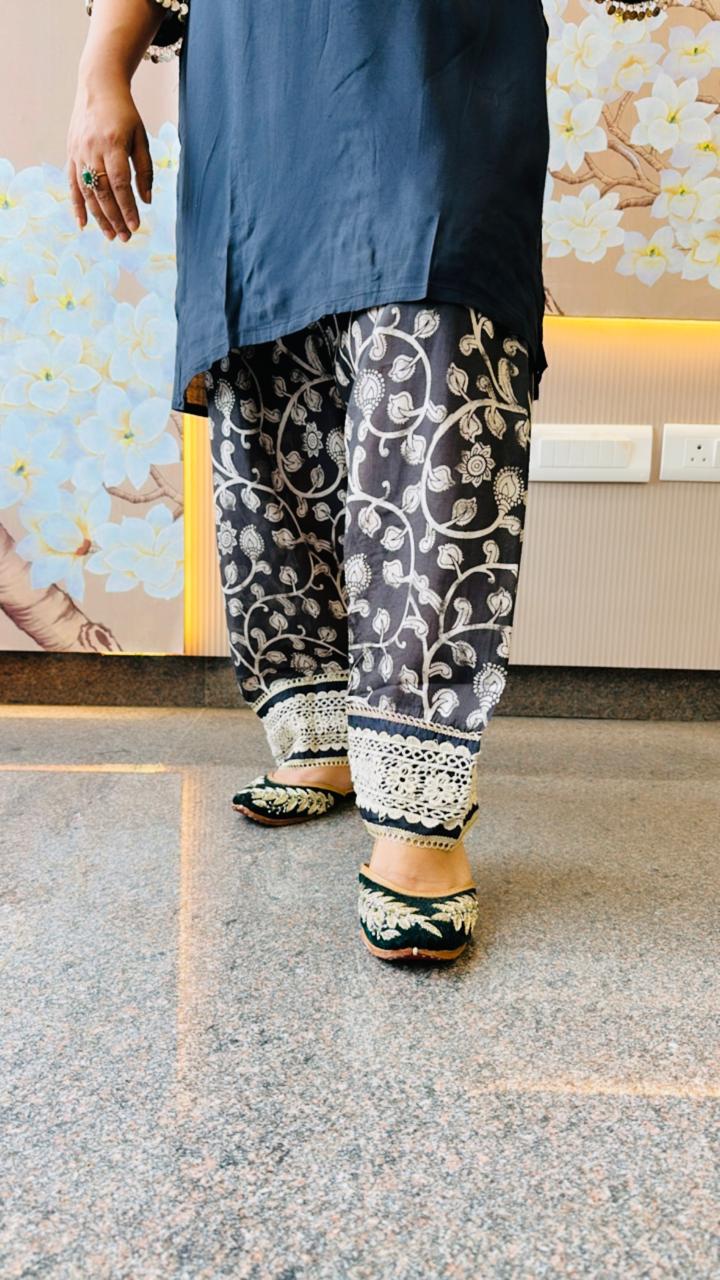 Italian crepe farshi salwar with beautiful coin and mirror detailing co ord set