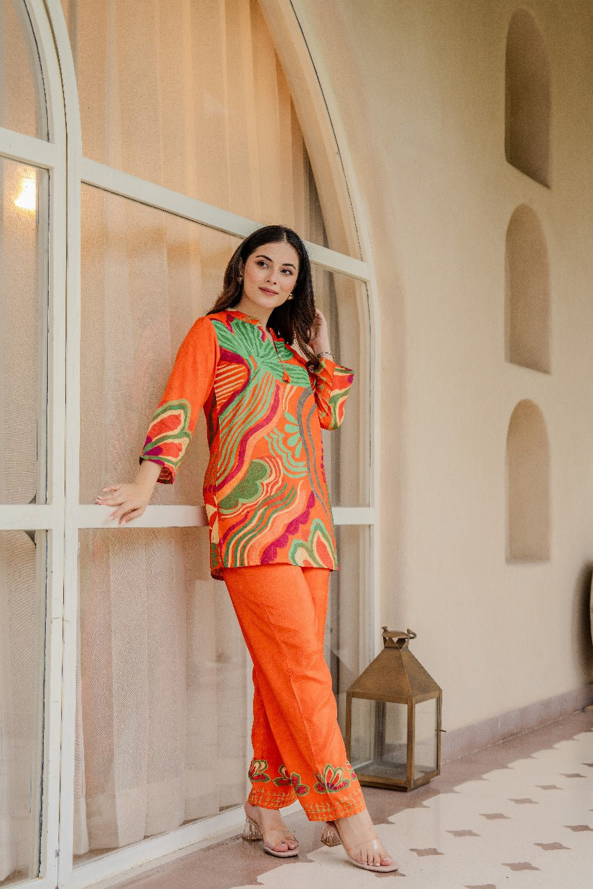 Pretty Mul silk digital printed Co ord