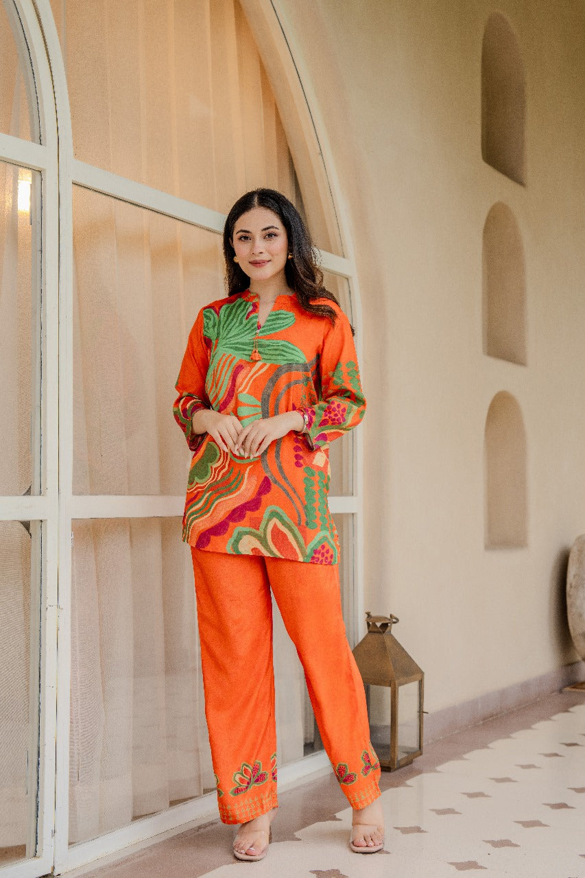 Pretty Mul silk digital printed Co ord