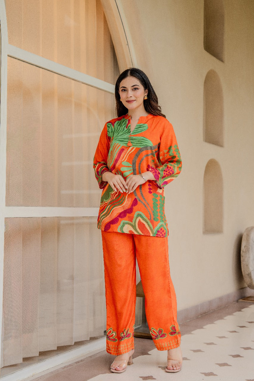 Pretty Mul silk digital printed Co ord