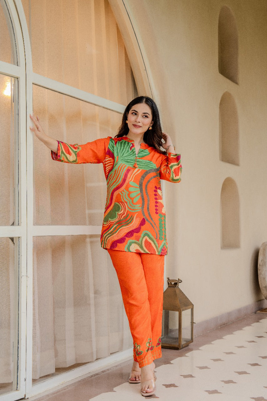 Pretty Mul silk digital printed Co ord