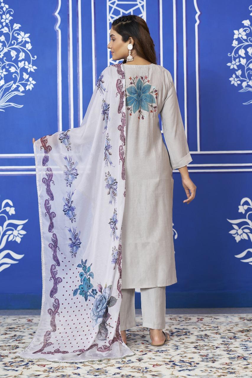 Grey githan work designer back suit set