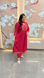 Pink embroidery full suit set
