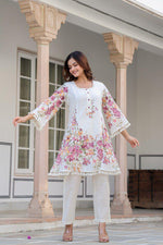 Dobby cotton floral pink co ord set