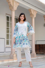 Dobby cotton floral blue co ord set