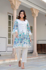 Dobby cotton floral blue co ord set