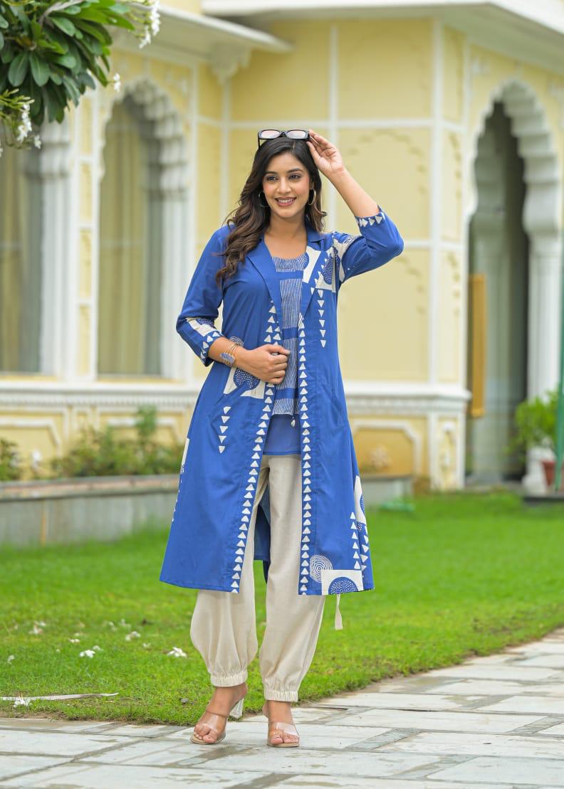 Restocked in new colour! Designer jacket style premium Mul cotton co ord paired with cargo pants